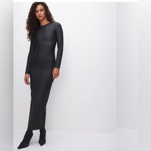 MATTE FAUX LEATHER MAXI DRESS